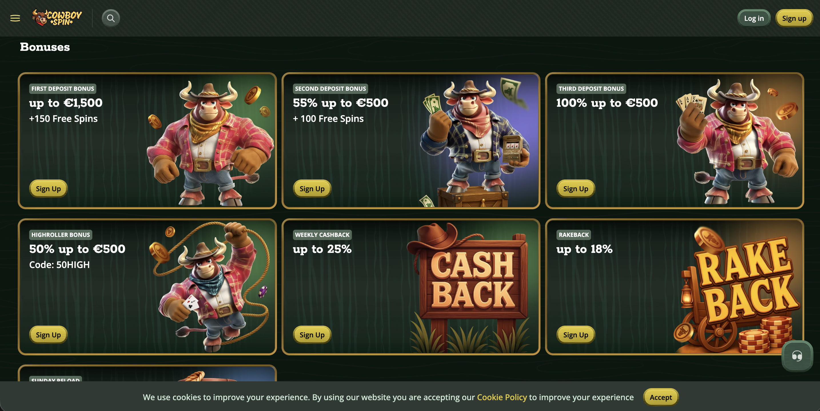 Cowboy Spin Bonus und Promotionen Übersicht