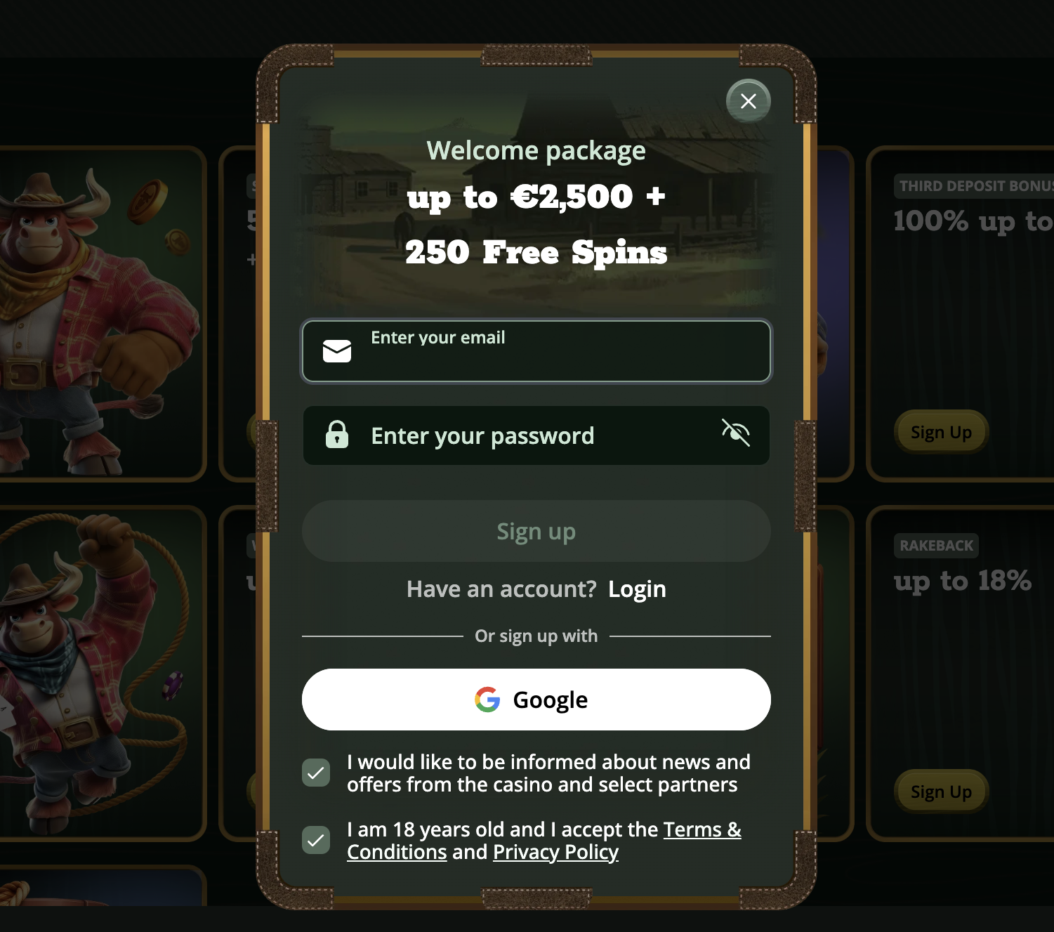 Cowboy Spin Registrierung und Login Anleitung